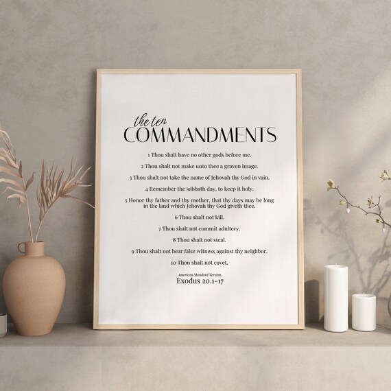 The Ten Commandments Short List Exodus 20.1-17 Poster Scripture
