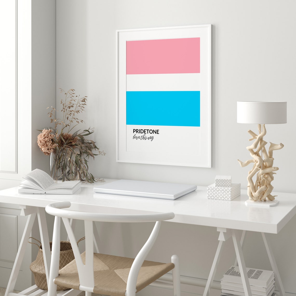 PRIDETONE Born This Way Transgender Pride Flag Color Block Poster - Image 3
