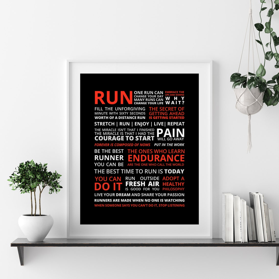 Run Running Manifesto Bold Red and Black Typography Poster for Runners