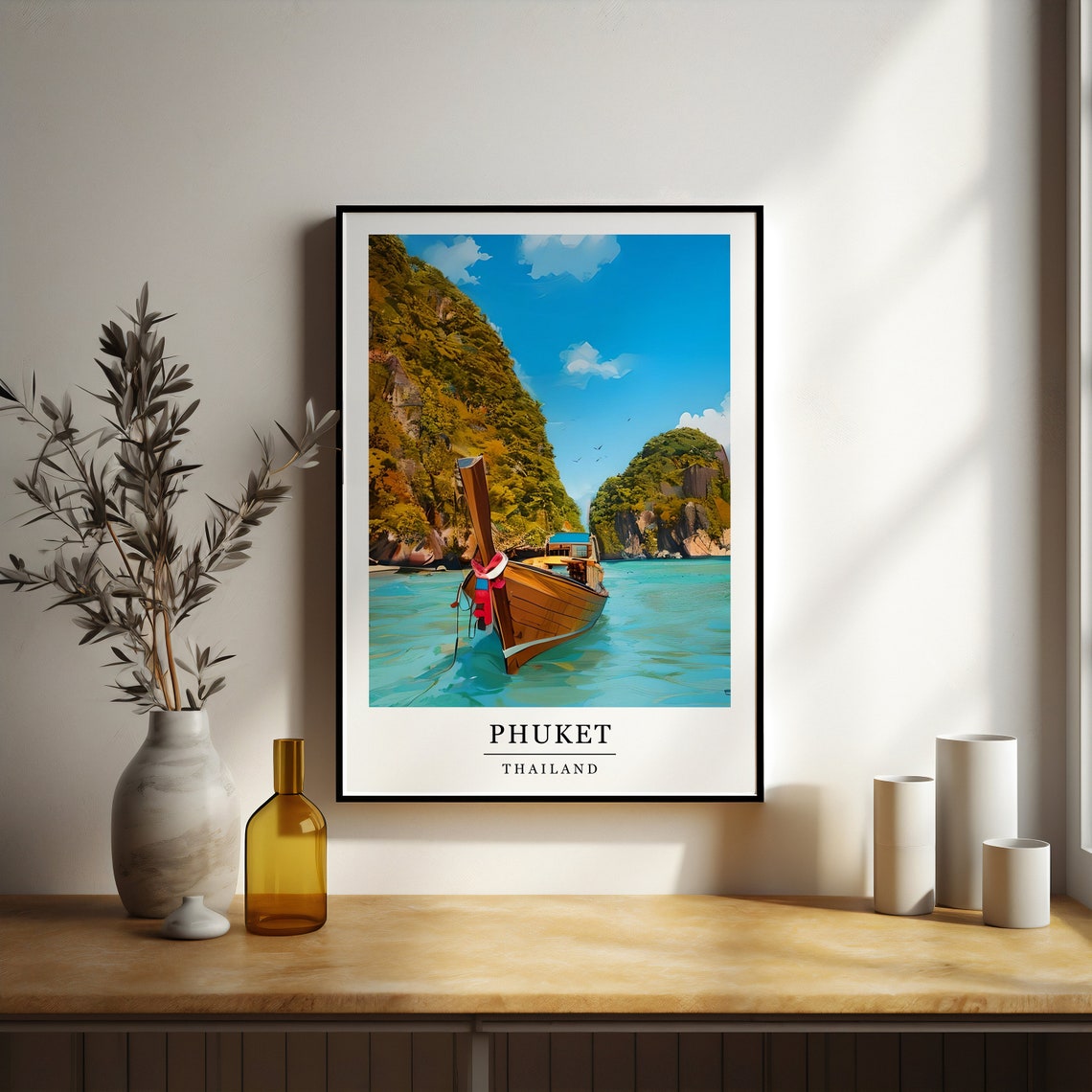 Phuket Thailand Retro Travel Poster