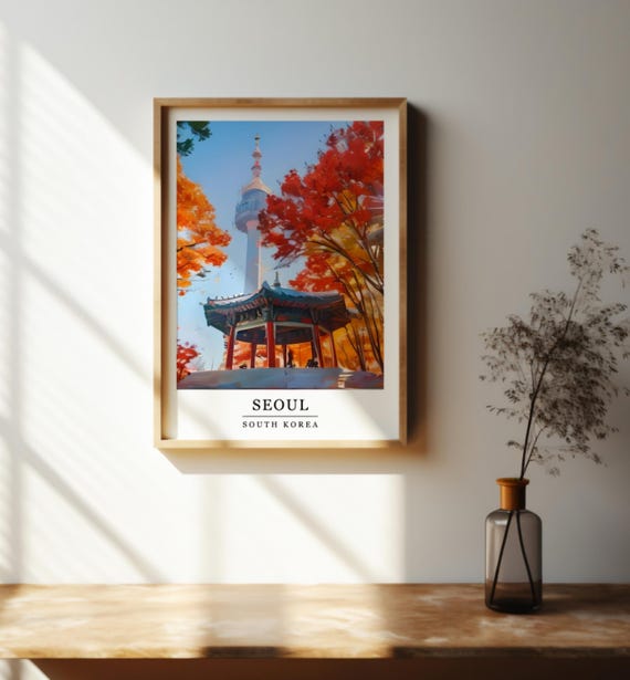 Seoul Retro Watercolour Travel Poster