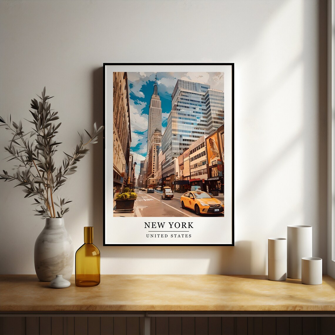 New York City Street Watercolour Travel Poster
