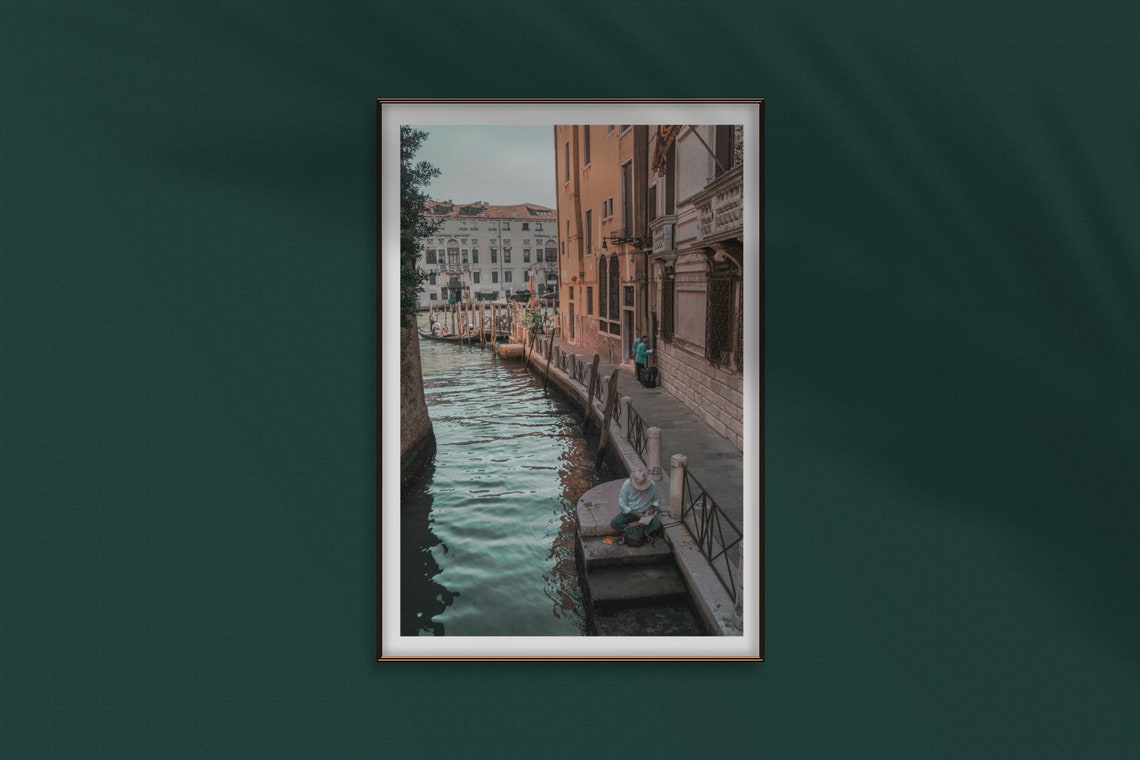Venice Canal Gondolas Evening Light Italian Travel Photo Poster