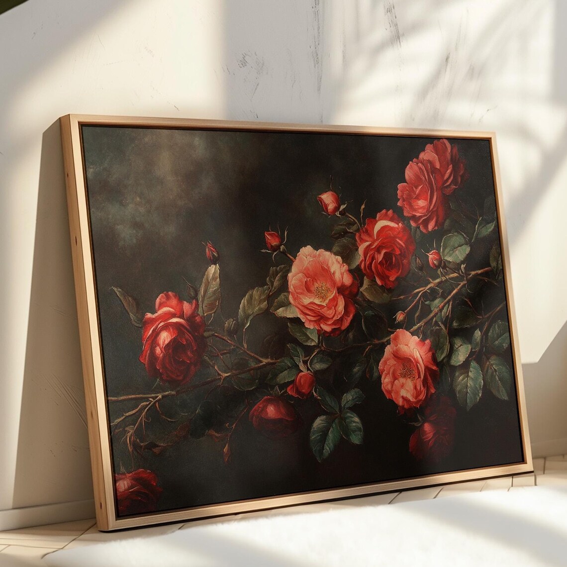 Romantic Red Rose Elegant Floral Wall Art
