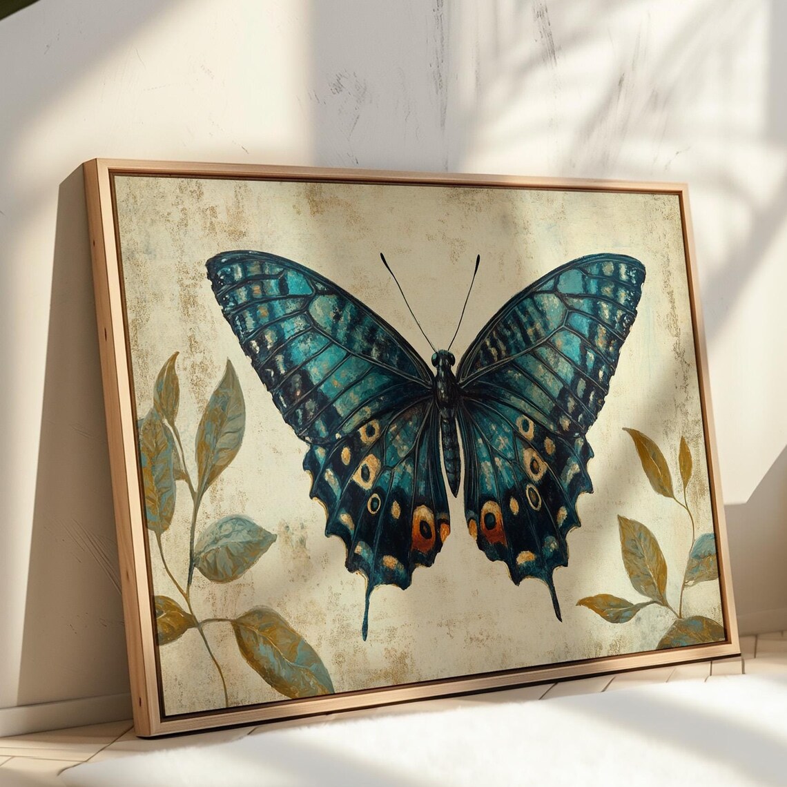 Blue Butterfly, Rustic Botanical Wall Art