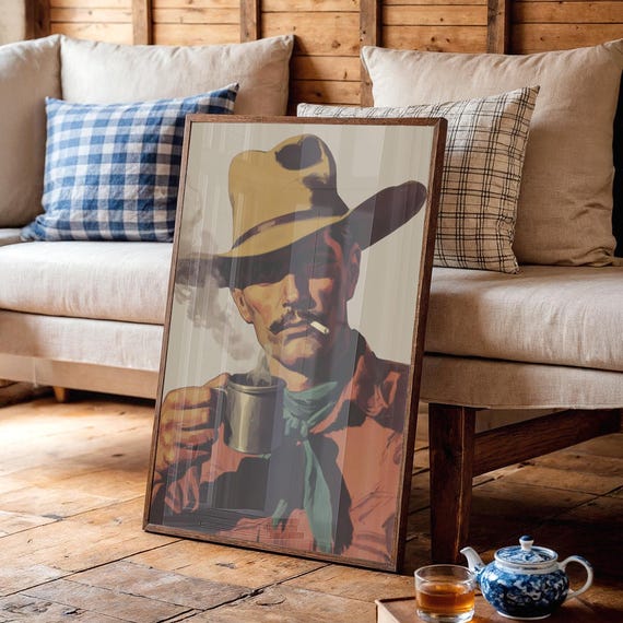Classic Cowboy With Coffee And Cigarette