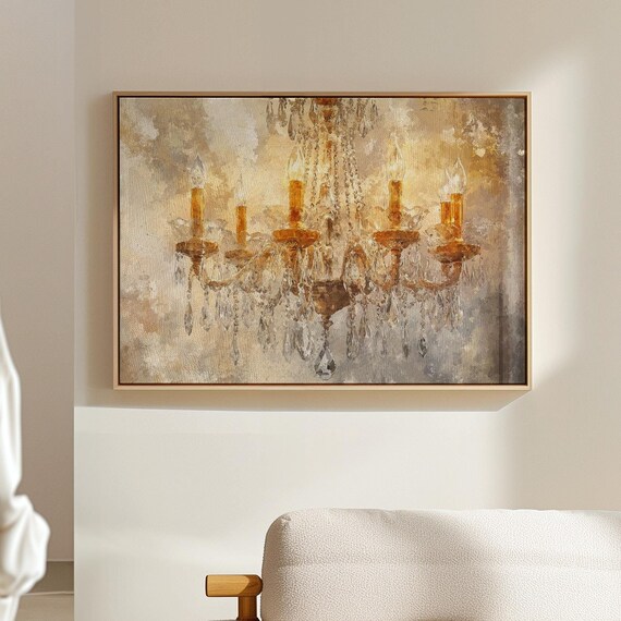 Golden Crystal Chandelier French Country Elegant Wall Poster
