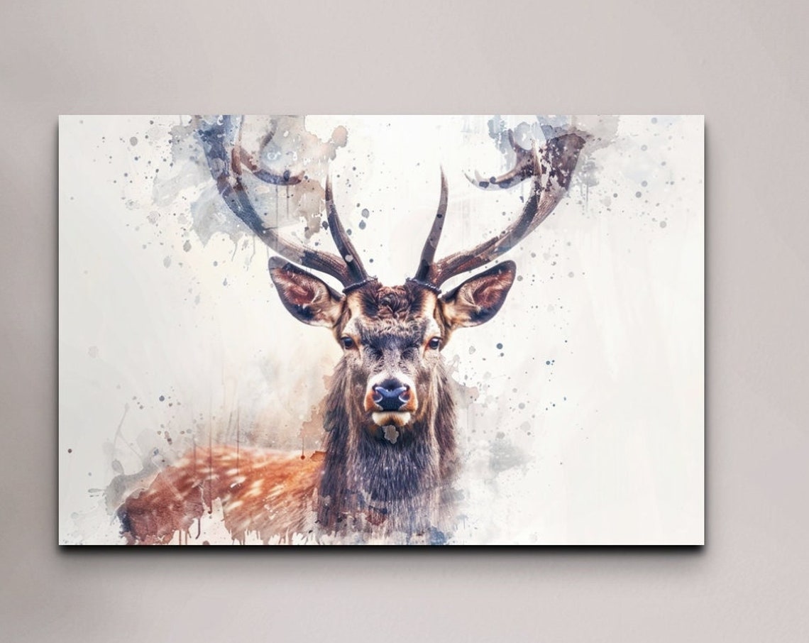 Watercolor Elk Art Print, Deer Wall Art