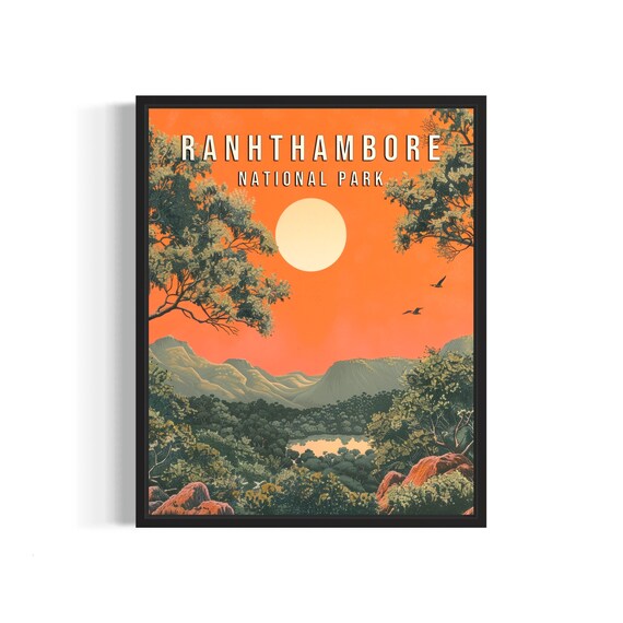 Ranthambore National Park Forest Sunset Vintage Art Vintage Poster