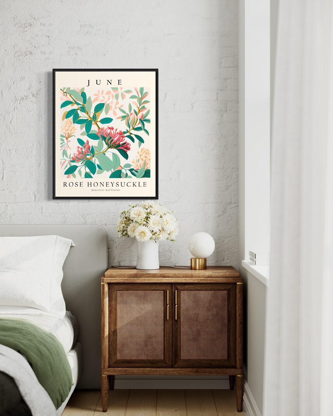 June Flower Month Rose Honeysuckle Art Print - Image 3