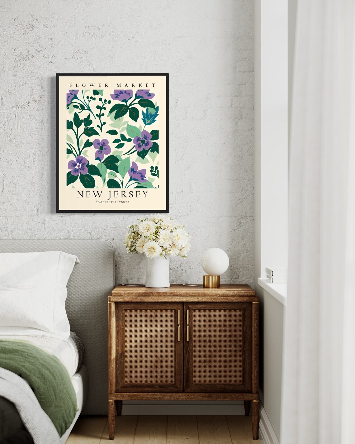 New Jersey State Flower Violet Botanical Art Print - Image 3