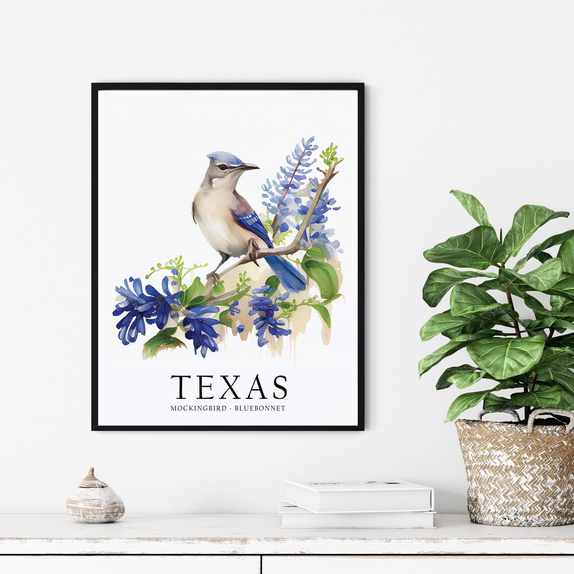 Texas State Bird and Flower, Texas Wall Art Print - Image 3