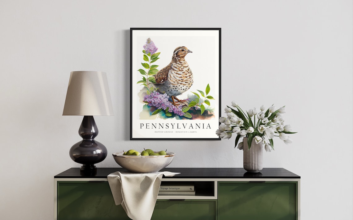 Pennsylvania State Bird And Flower Art Print - Image 2
