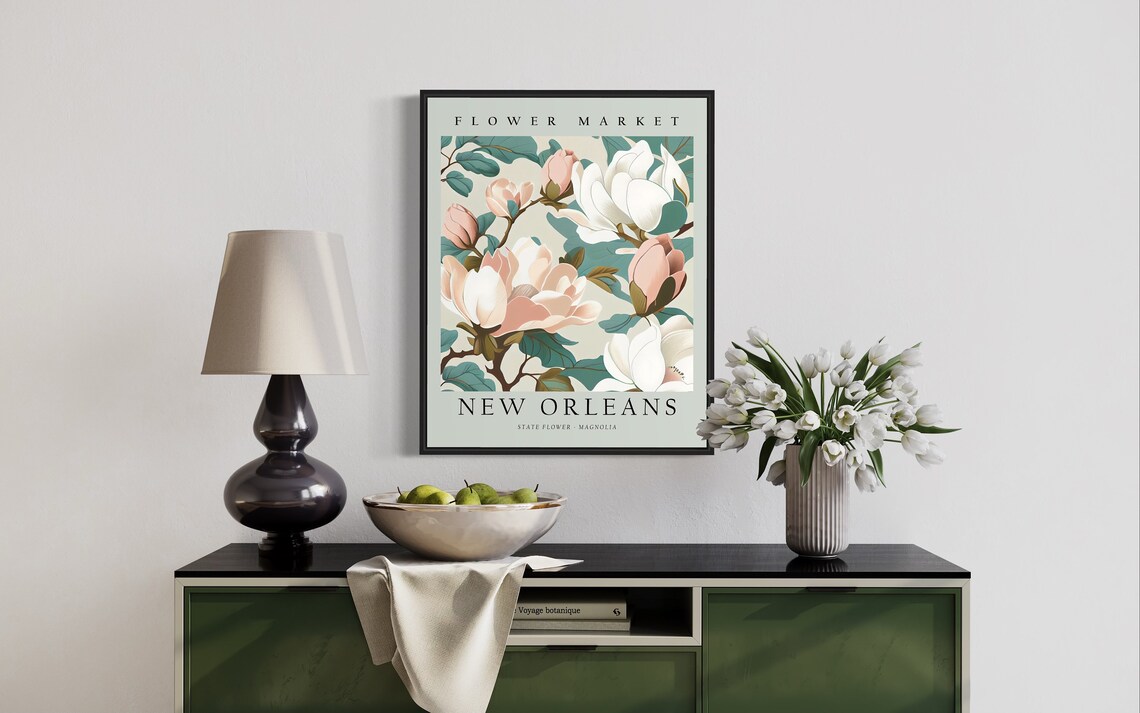 New Orleans Flower Market Magnolia Art Print - Image 3