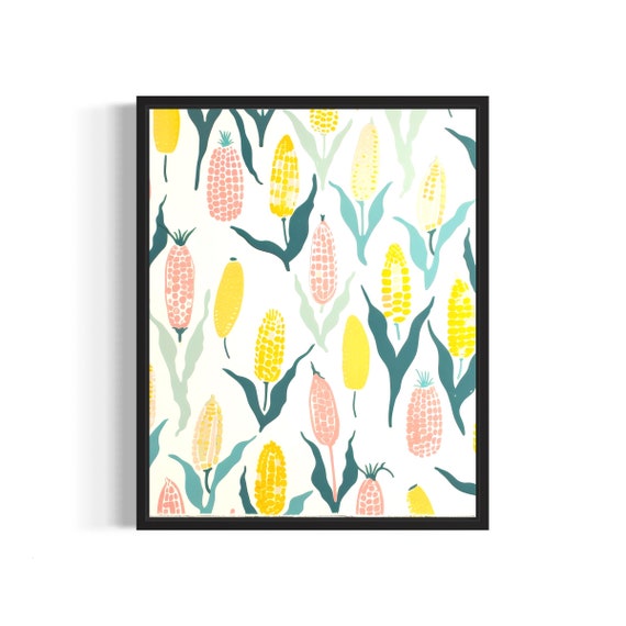 Corn Poster Art Print Kitchen Fruit Decor For Kitchen Dining Restaurant Neutral Food Pastel Artwork