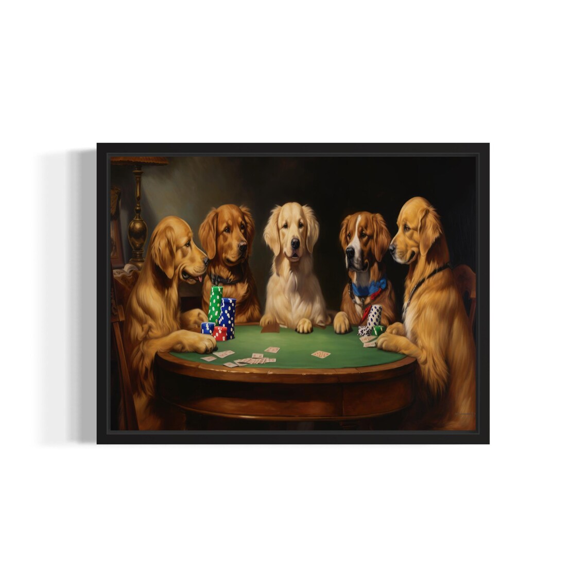 Golden Retriever Playing Cards Humor Art Print