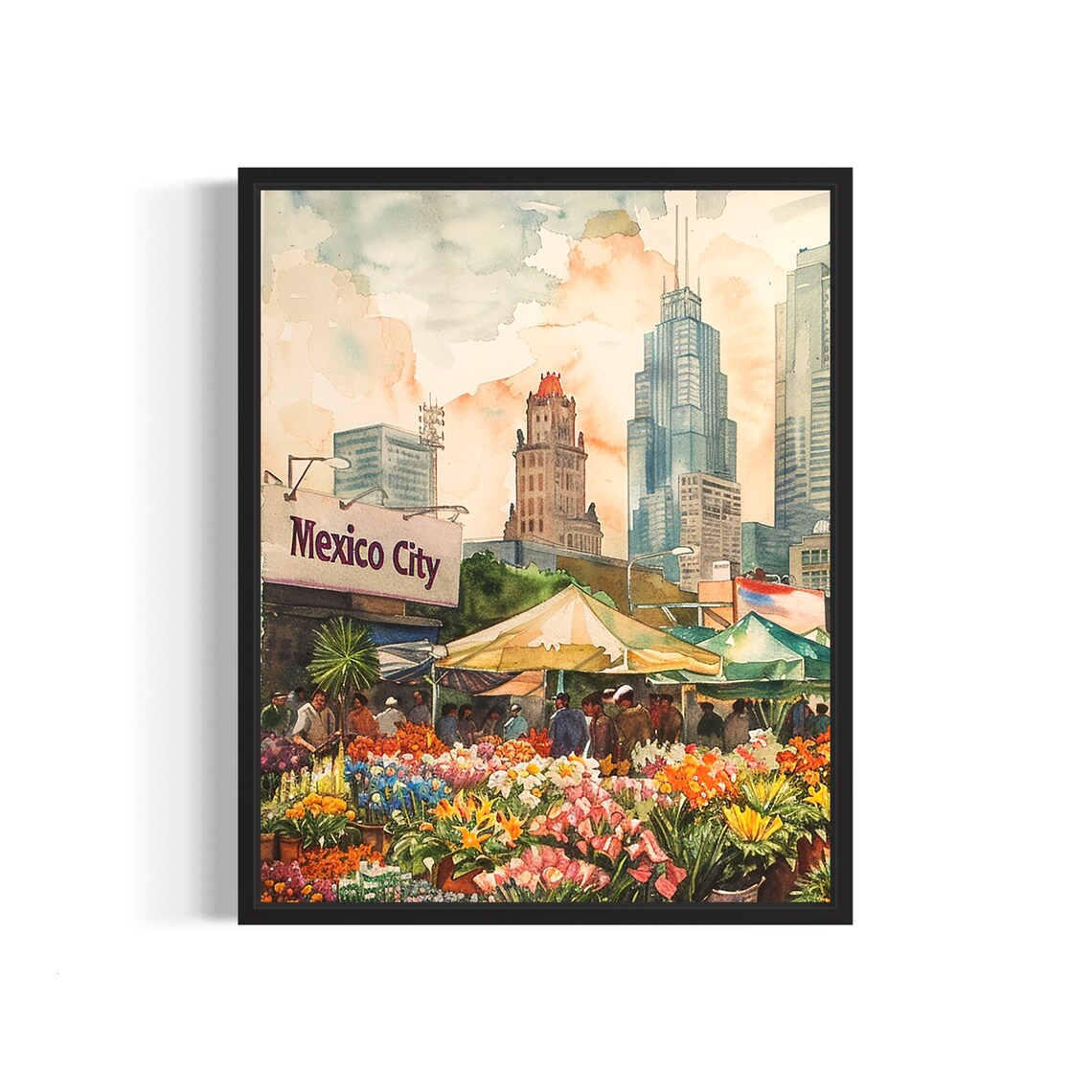 Mexico City Flower Market Poster Art Print