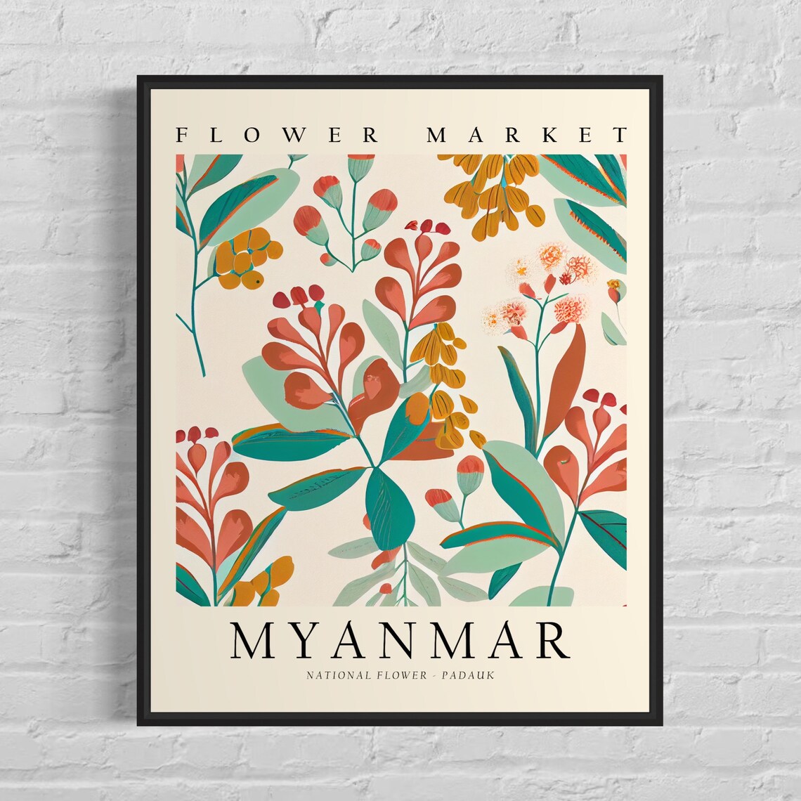 Myanmar Padauk Flower Market Botanical Floral Garden Art Poster