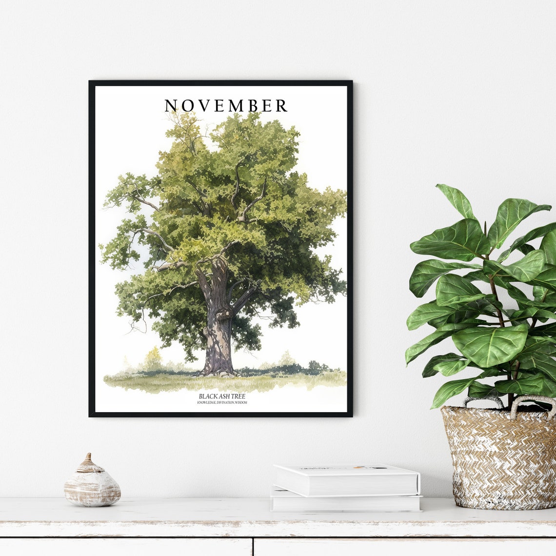 November Tree Month Black Ash Tree Art Print Black Ash Tree Wall Art Poster - Image 3