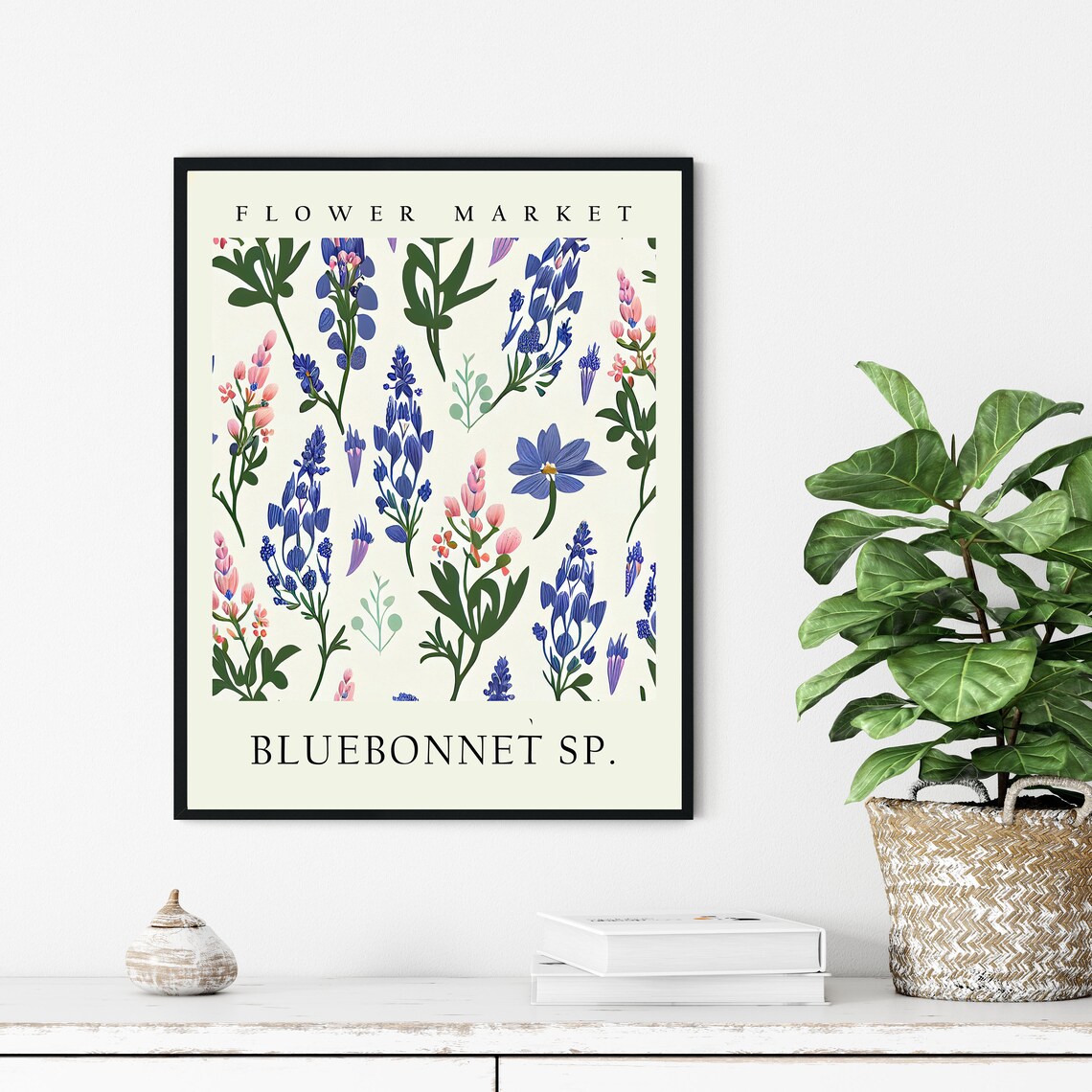 Bluebonnet Texas Wildflower Indigo Botanical Flower Market Poster - Image 3