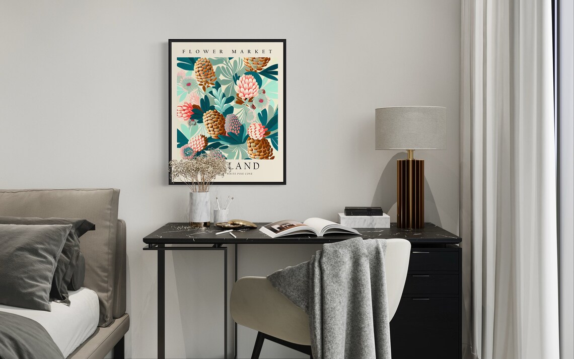 Portland White Pine Cone State Flower Market Botanical Poster - Image 2