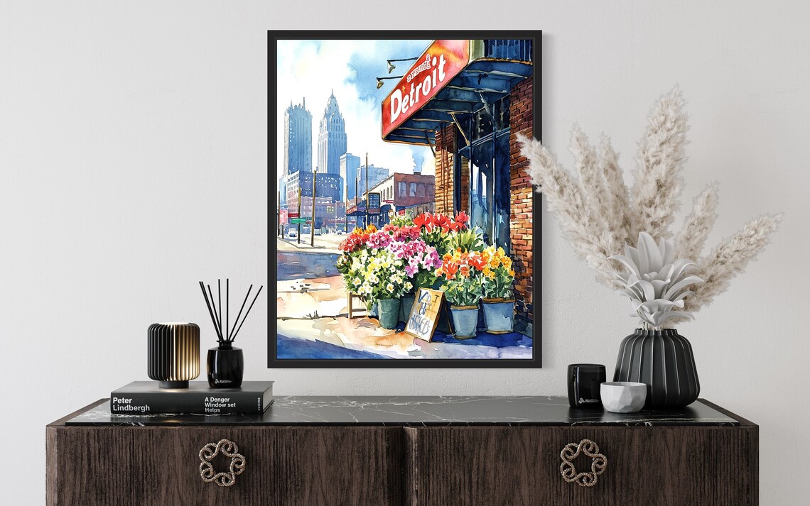 Detroit Flower Market Poster Print, Neutral Botanical Decor - Image 2