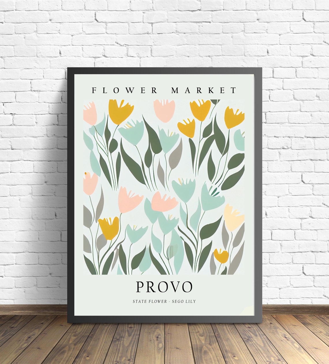 Provo Flower Market Utah Sego Lily Pastel Floral Poster Artwork