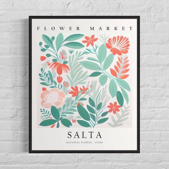 Salta Argentina Flower Market Art Print Ceibo Flower Wall Art Poster