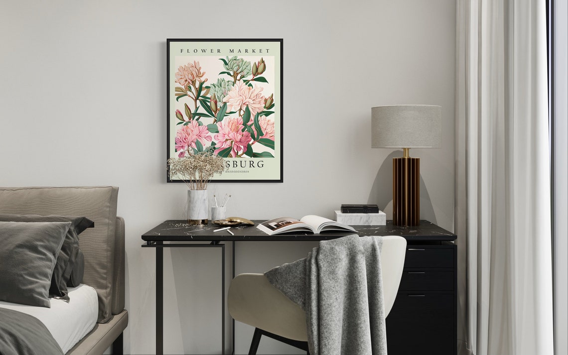 Pakersburg West Virginia Rhododendron Botanical Flower Market Poster - Image 2