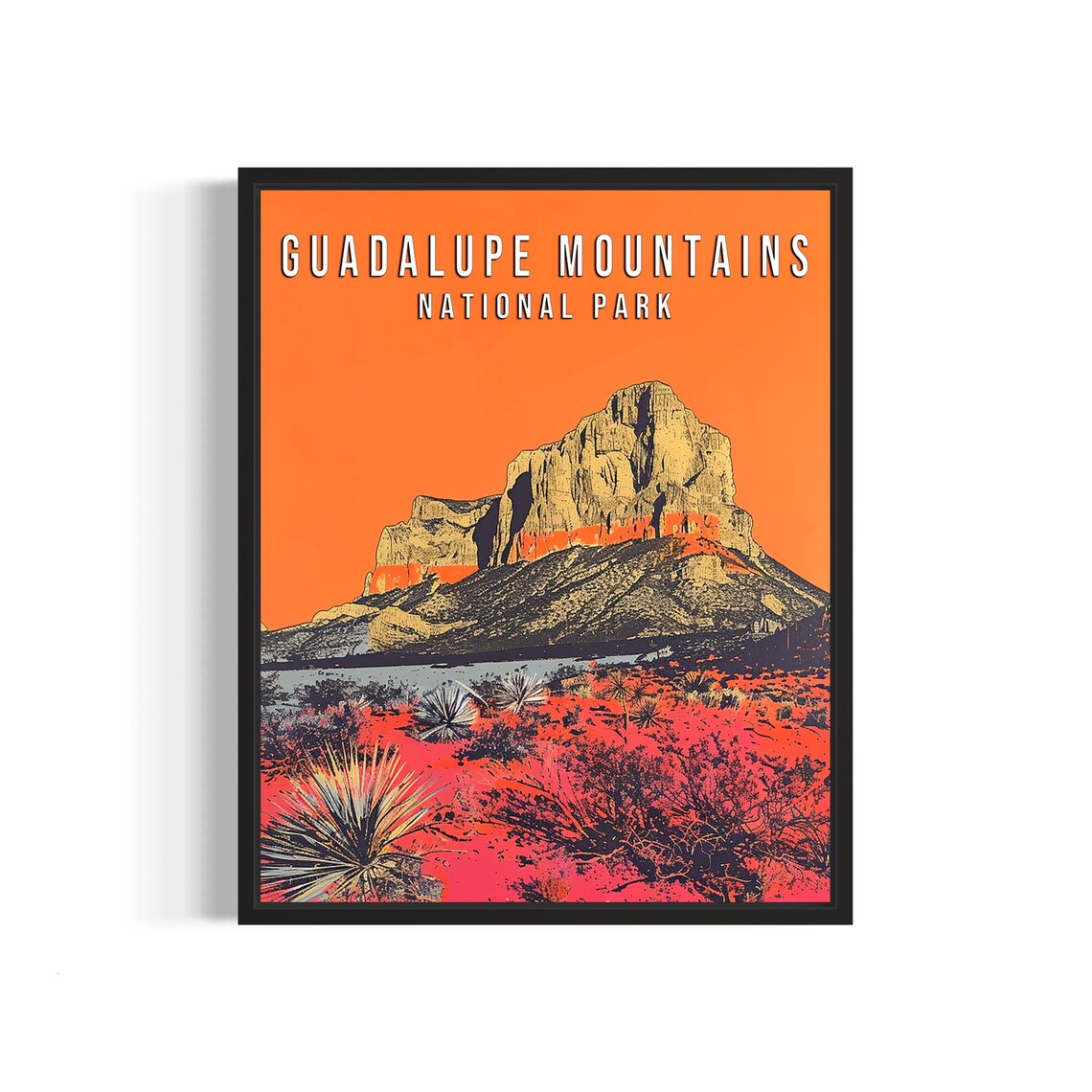 Guadalupe Mountains National Park Desert Sunset Art Vintage Poster