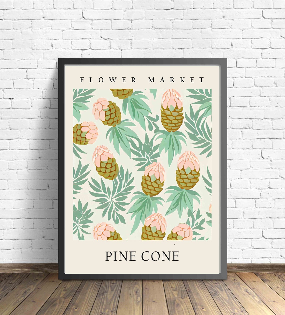 Pine Cone Blush Pattern Woodland Botanical Flower Market Art Print