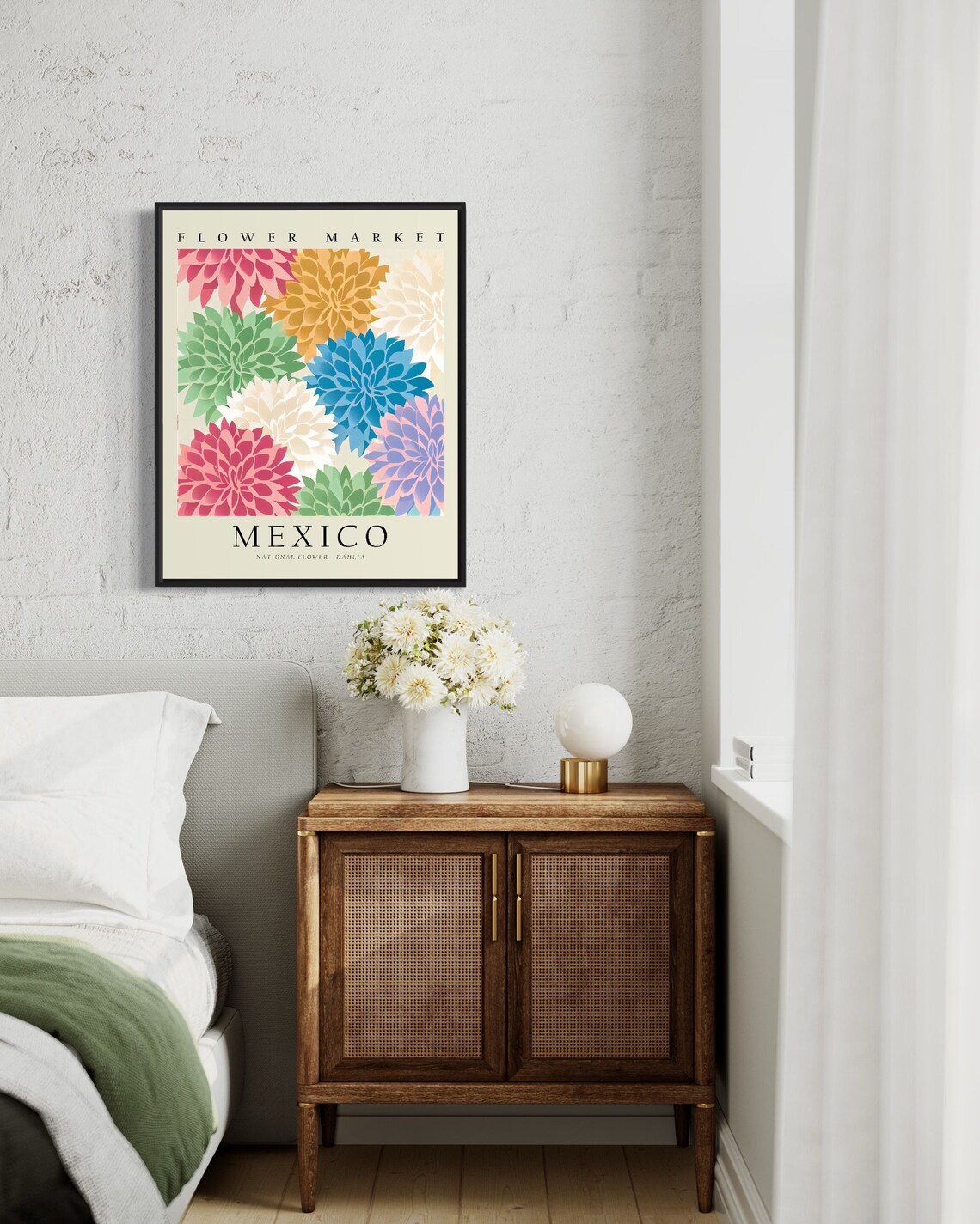 Mexico National Flower Dahlia 1960s Botanical Art Print - Image 3