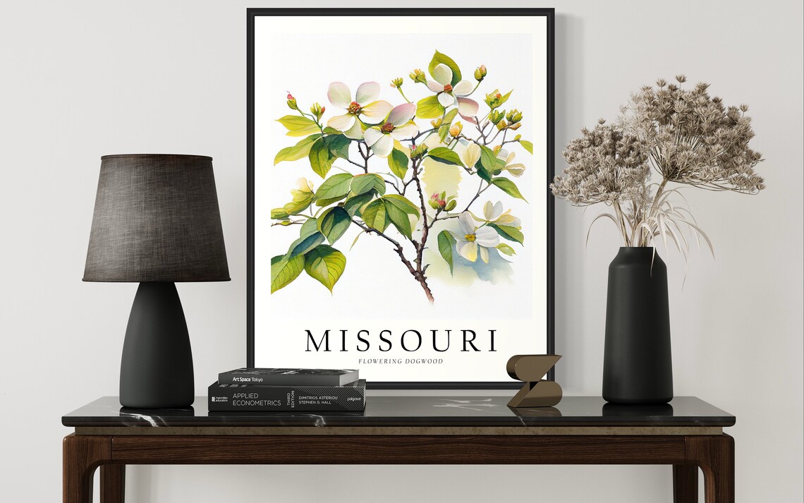 Missouri Flowering Dogwood Watercolor State Tree Botanical Art Print - Image 2