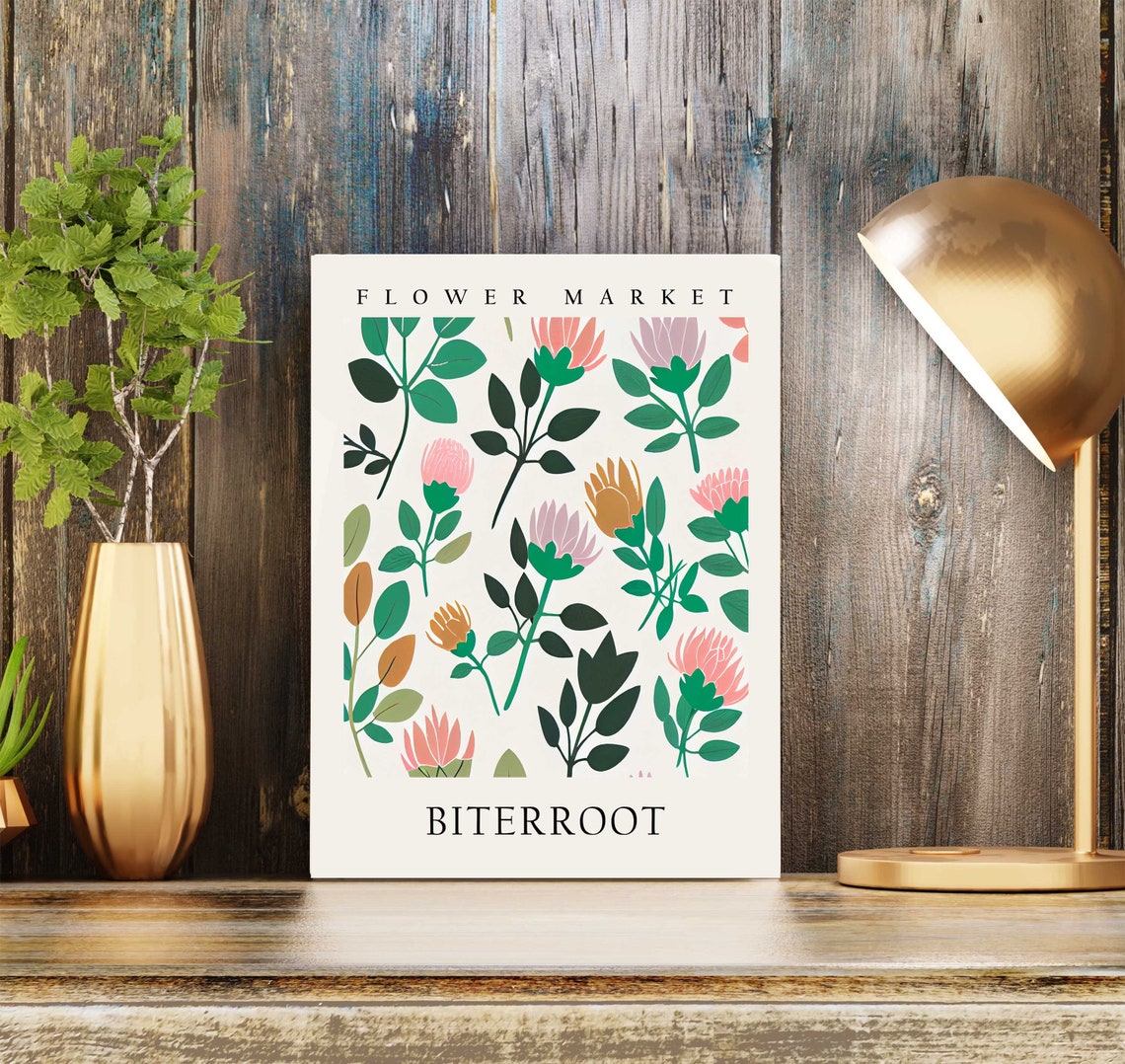 Biterroot Coral Wildflower Botanical Flower Market Pastel Poster - Image 3