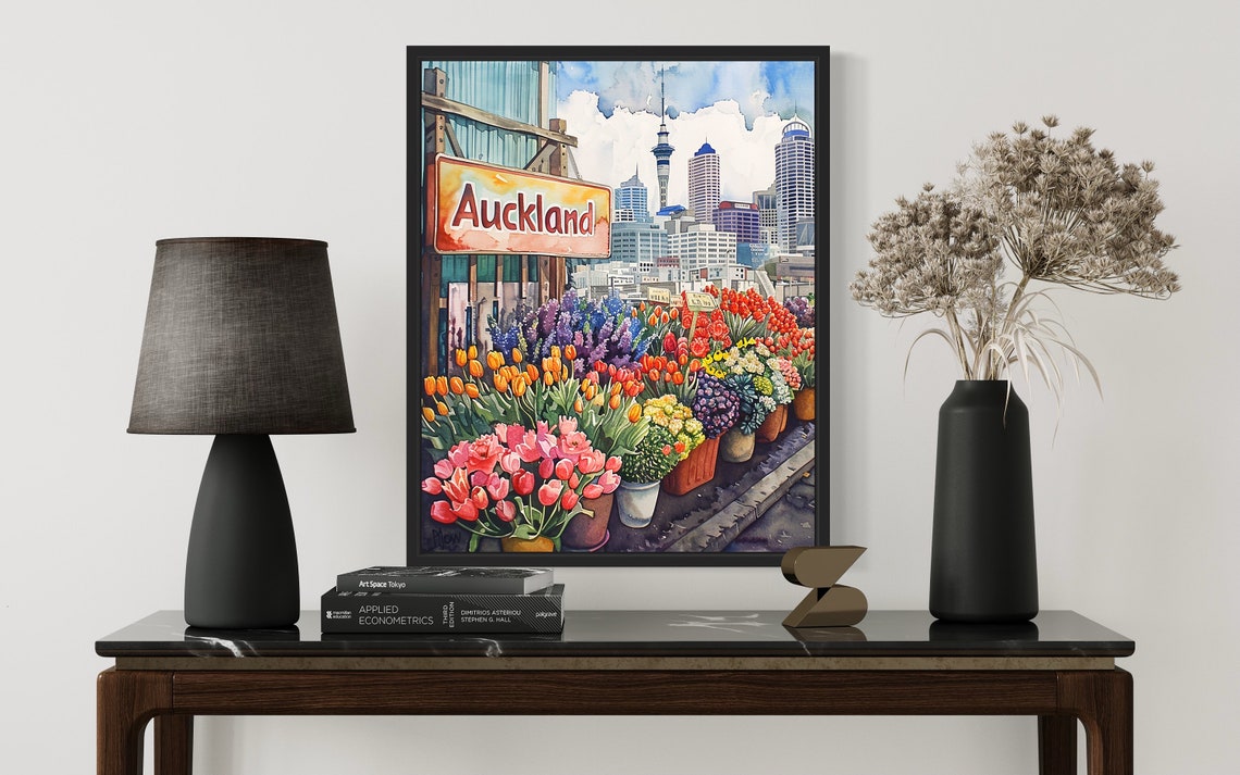 Auckland New Zealand Flower Market Poster Art Print Neutral Botanical Pastel Artwork Wall Art Painting Bedroom Restroom Decor - Image 2