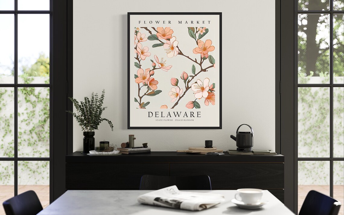 Delaware Peach Blossom Neutral Botanical Art Print - Image 2