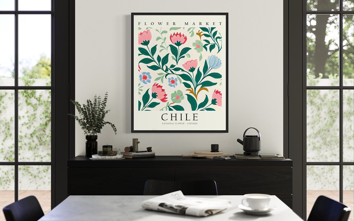 Chile National Flower Cophihue Botanical Art Print - Image 2