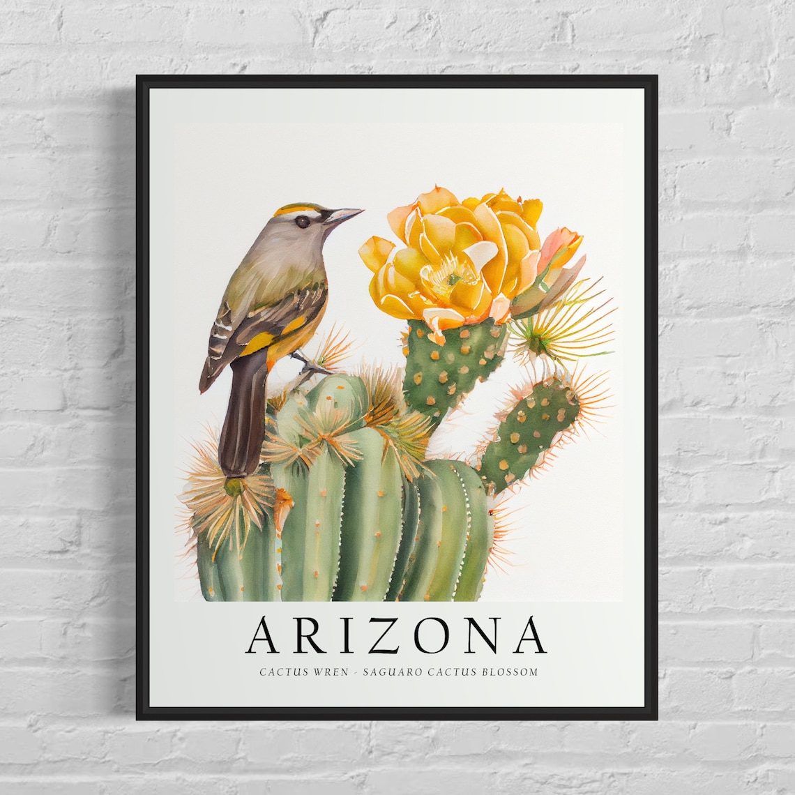 Arizona State Bird Art Print, State Flower