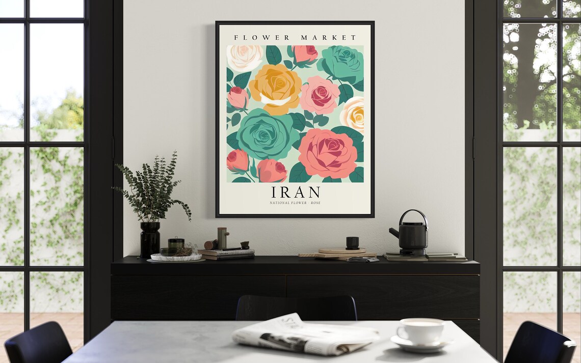 Iran Flower Market Rose Botanical Art Print - Image 3
