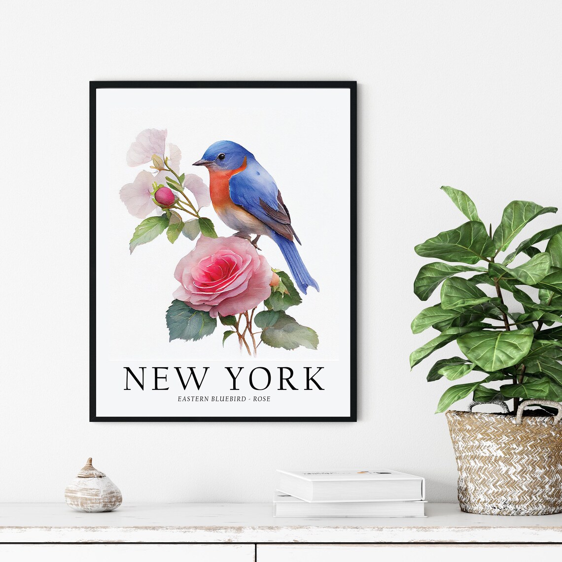 New York State Bird and Flower Art Print - Image 2