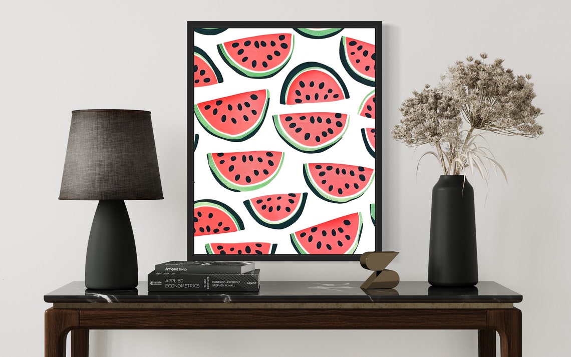 Watermelon Slice Pattern Red Green Summer Picnic Party Poster - Image 3
