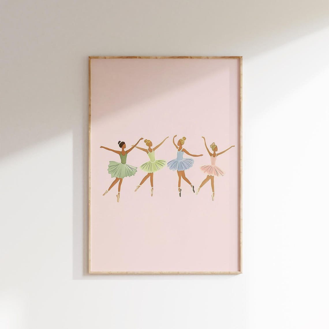 Ballet Dancers Pastel Tutu Dance Girls Room Pink Nursery Wall Art
