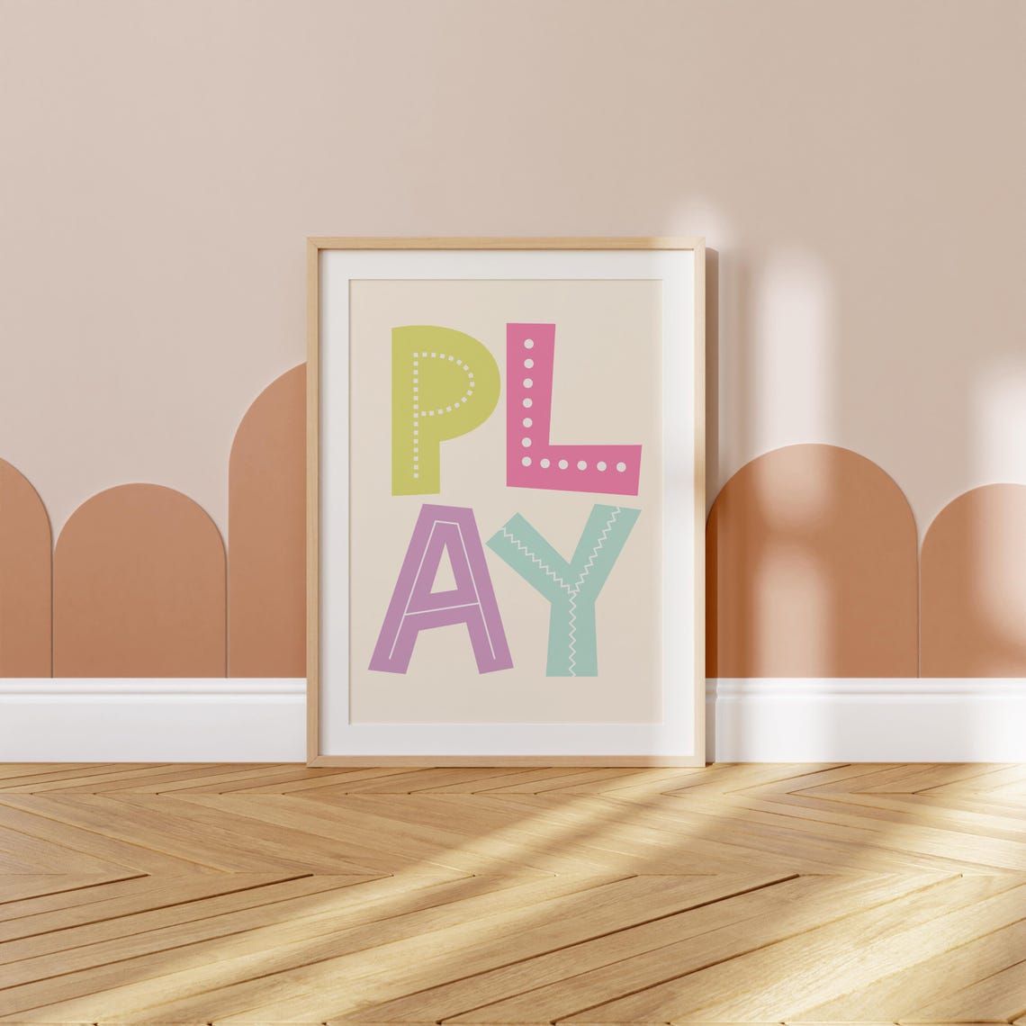 Play Colorful Dotted Block Letters Cheerful Playroom Nursery Poster - Image 3