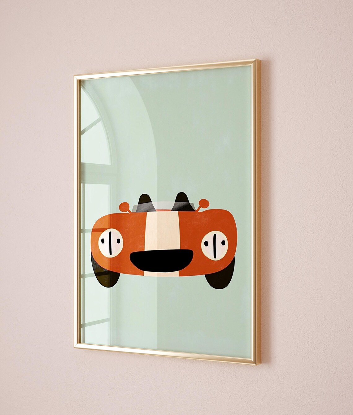 Red Vintage Race Car Mint Green Boys Room Nursery Kids Poster - Image 2