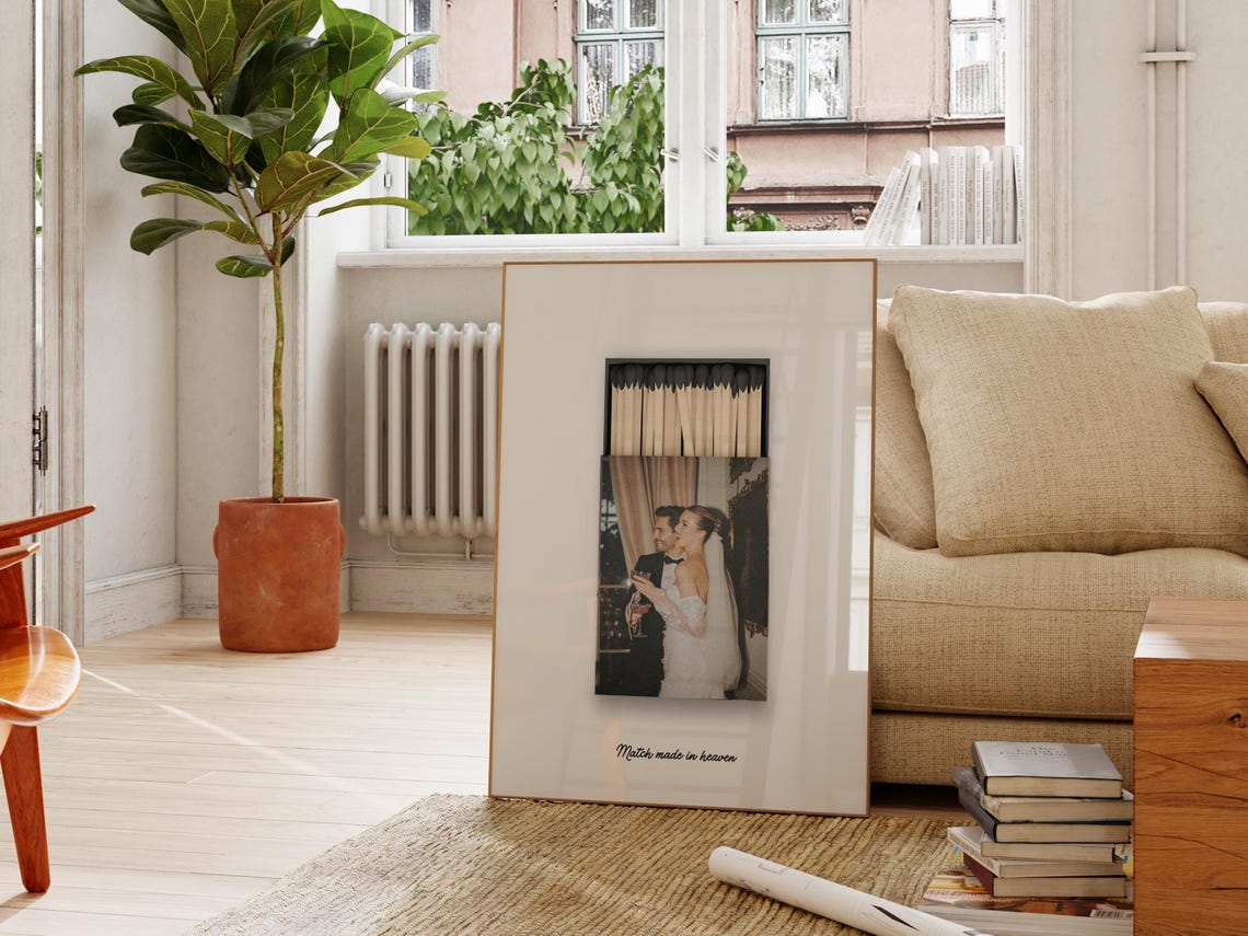 Custom Photo Matchbox Print Personalized Beach Couple Keepsake Decor - Image 2
