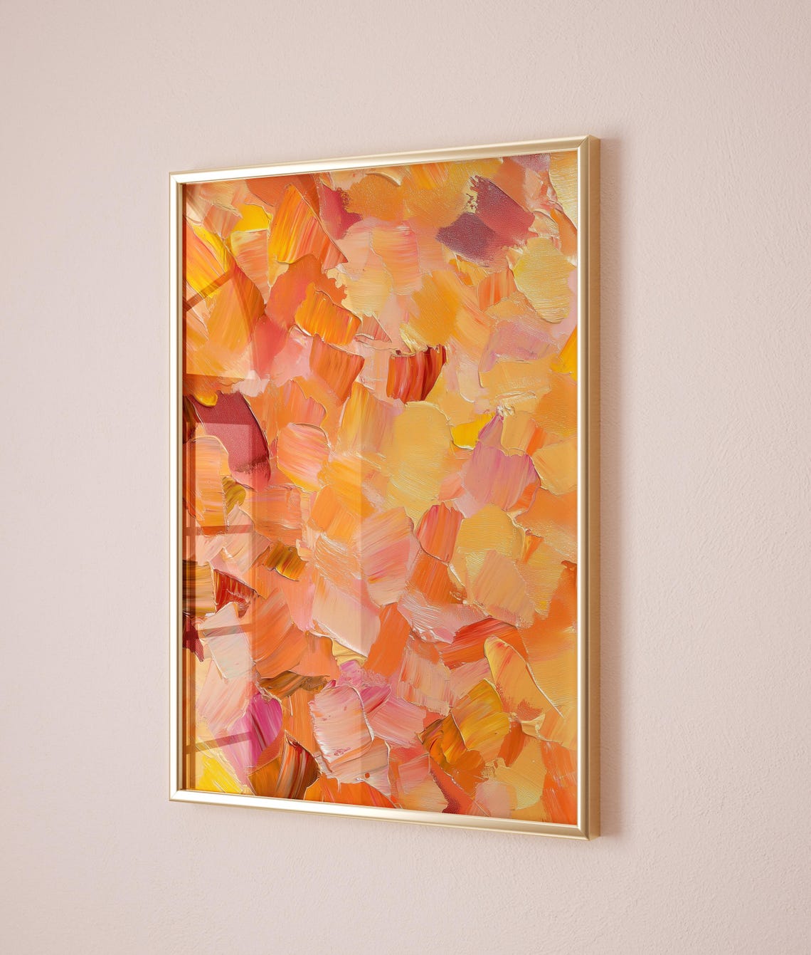 Burnt Orange Red Pink Textured Impasto Abstract Warm Art Poster - Image 2