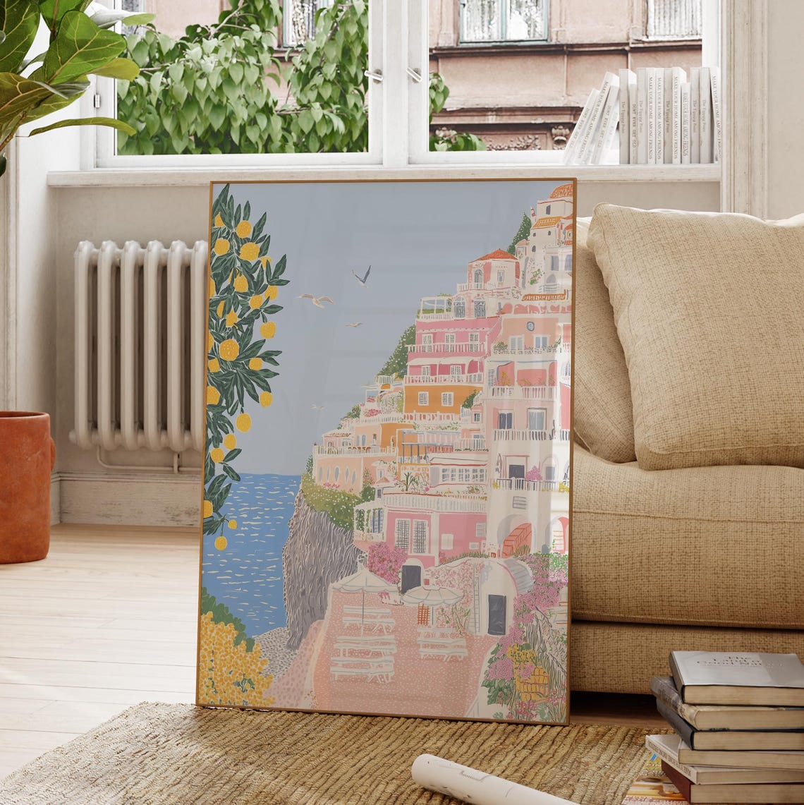 Positano Cliffside Town Lemon Tree Sunny Amalfi Coast Italy Poster - Image 2