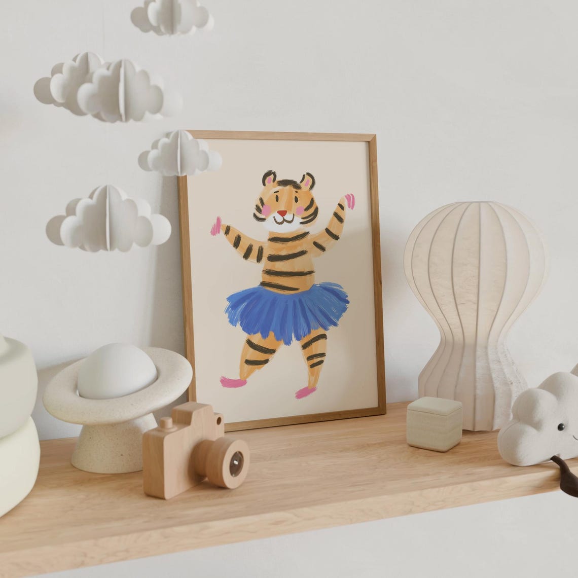 Dancing Tiger In Blue Tutu Ballerina Happy Kids Room Art Poster - Image 6