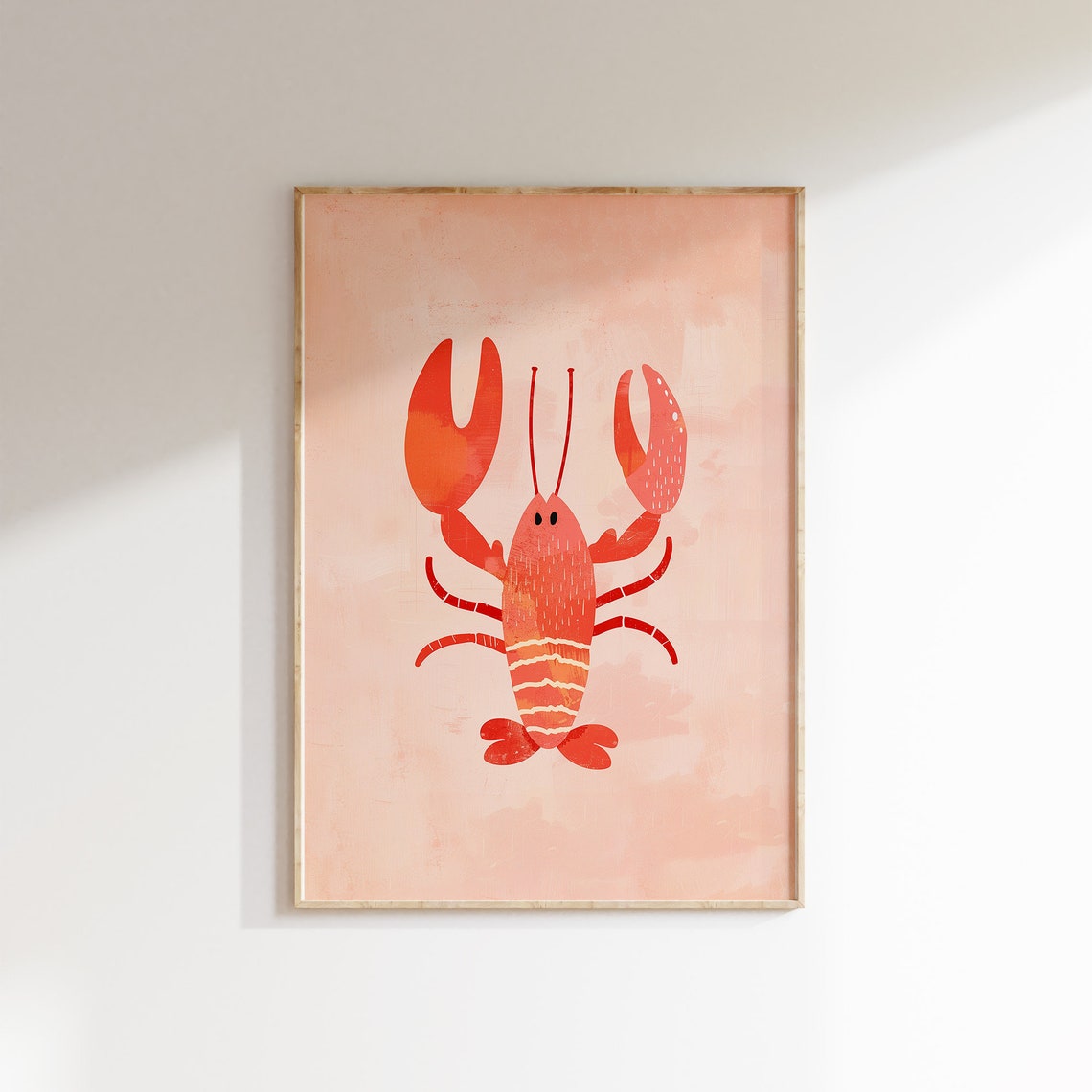 Eclectic Red Lobster Art Poster for Kids Room Nursery Decor Style