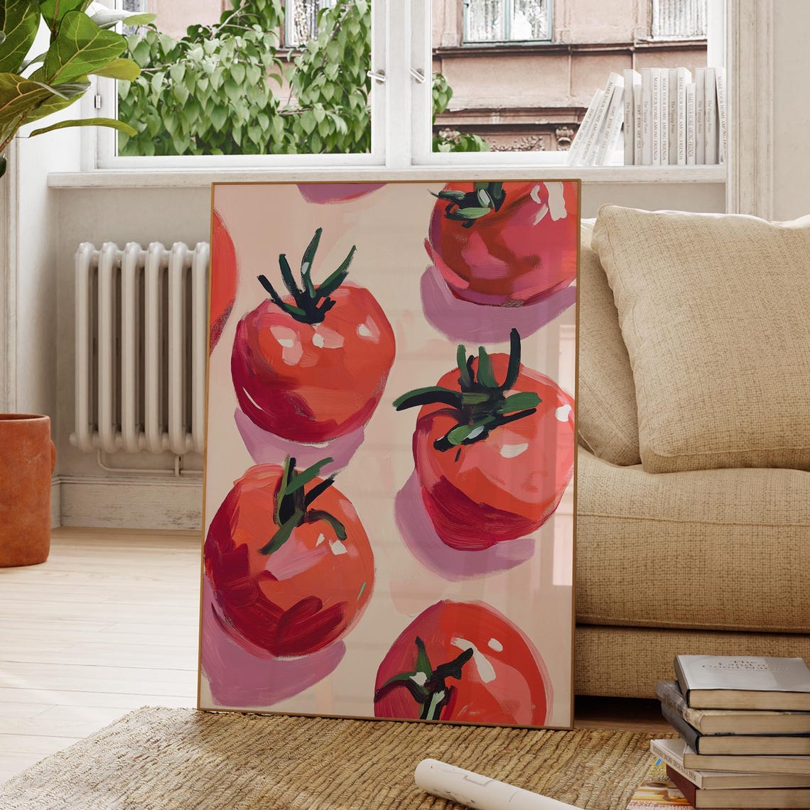 Vibrant Red Tomatoes Painterly Still Life Dopamine Kitchen Art Poster - Image 3